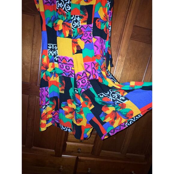 Vintage 90s Knapp Studio California Sleeveless Jumper Dress – Bright Abstract Pa - Picture 11 of 13